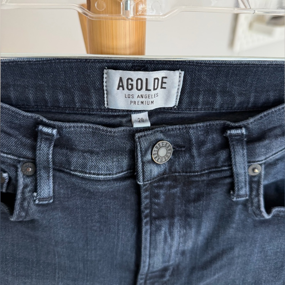 AGOLDE Women’s High Rise Skinny Jeans 29 Dark Blue Rinse Stretch - Picture 2 of 6